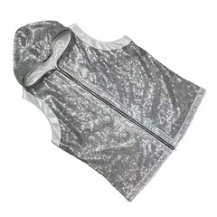 Custom Silver Sequin Boxing Walkout Set Vest & Shorts with Fringe