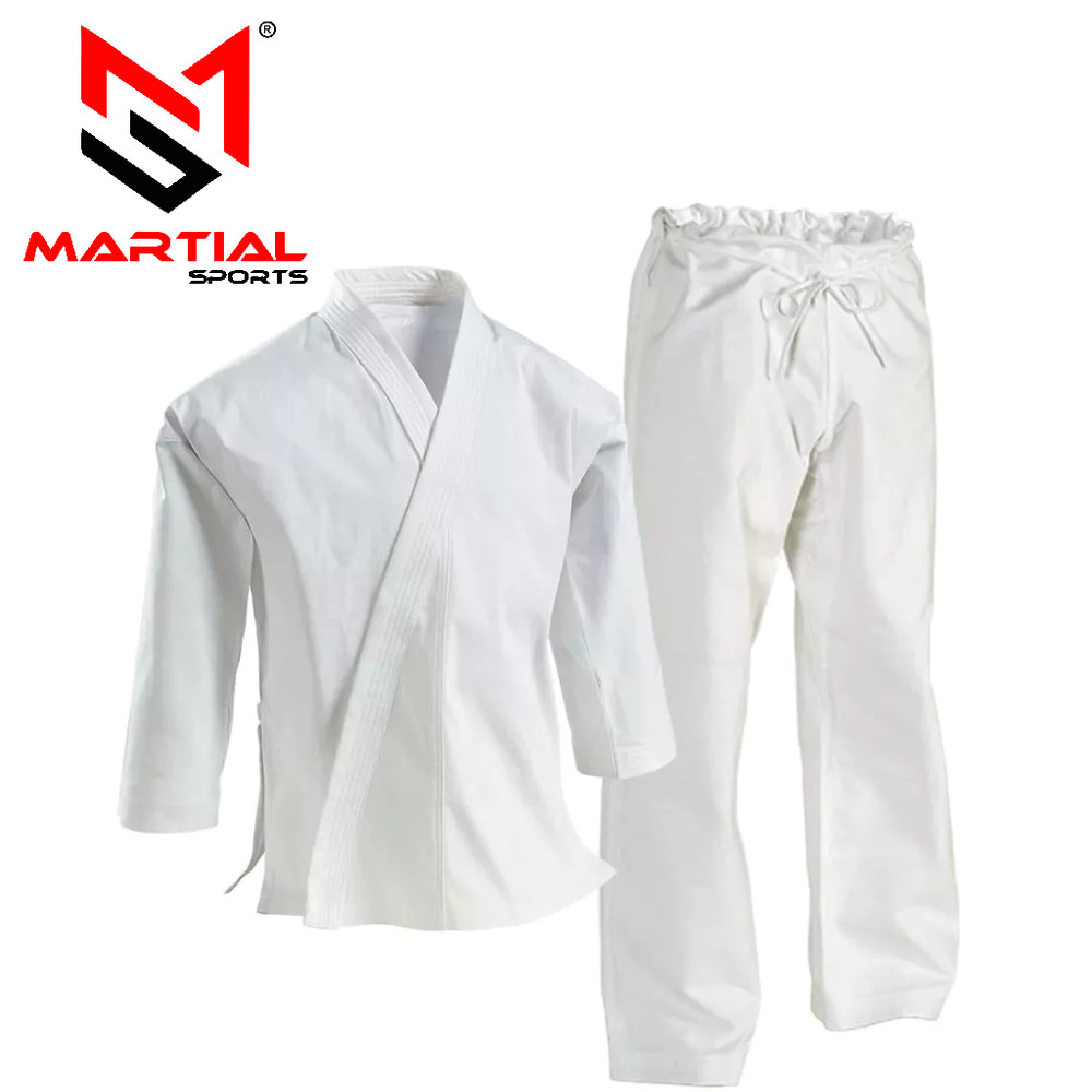 Martial Sports Heavyweight Karate Uniform Gi – White – 14 oz – Free Shipping
