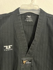 Tusah Black Martial Arts Taekwondo Training Uniform Youth Size 2/160cm # 539
