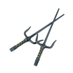 Octagon Metal Martial Arts Sai Multi Size（Black and Silver） Black