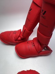 WESING Karate shin and Instep Guard Karate Gloves Approved by WKF red Size Small