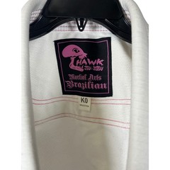 Hawk Jiu Jitsu BJJ Gi Jacket White Pink Contrast Stitching Youth Kids Size K0