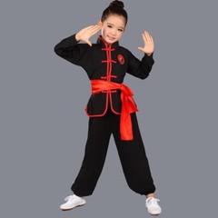 Kids Kung Fu Clothing Traditional Tai Chi Uniforms for Boys X-Large, Black