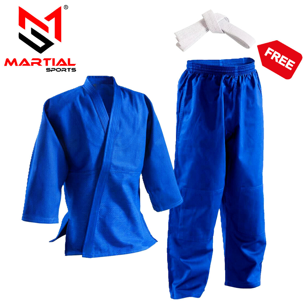 Martial Sports Single Weave Judo Uniform – Blue – Free Belt – Free Shipping