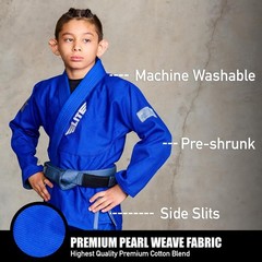 Elite Sports Kids Brazilian Jiu Jitsu Gi Size C2 Blue Preshrunk Fabric Free Belt
