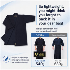 VIXIA Premium Jersey Kendo Gi Uniform Lightweight Quick Dry Navy Blue Size [X]