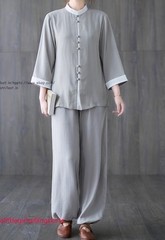 Women’s Cotton Linen Shirts +Pants Tai Chi Sets Blouse Arts Kung Fu Su Uniforms