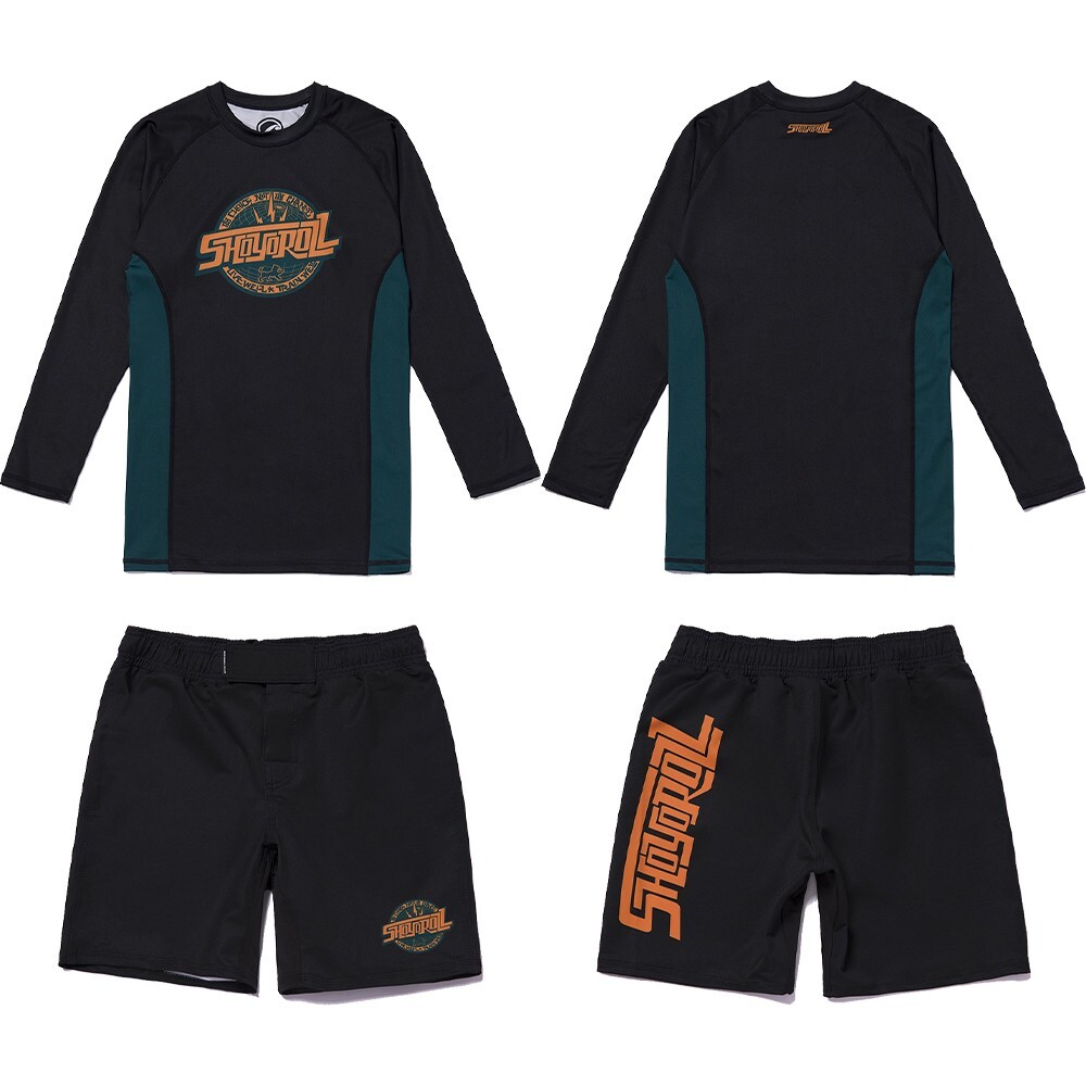 Shoyoroll Clementine Competitor Rash Guard LS & Training Fitted Shorts Jiu Jitsu