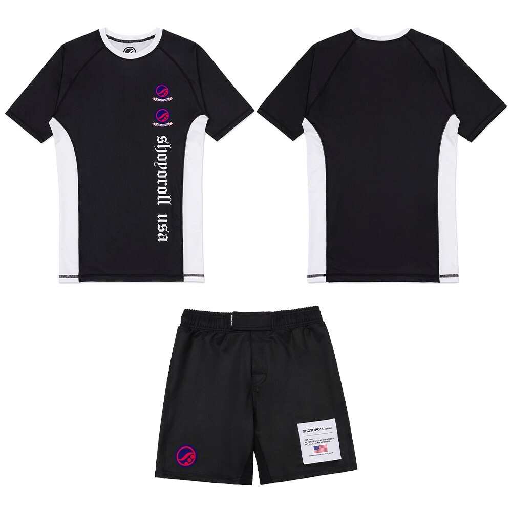 Shoyoroll Batch #151 24 American Rash Guard SS & Training Fitted Shorts JiuJitsu