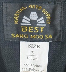 Best Martial Arts Supply Sang Moo Sa Tae Kwon Do Uniform Jacket Black Size 2