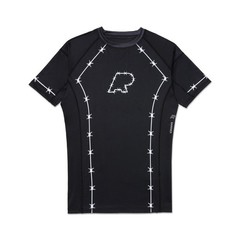 Barrier Albino And Preto Rash Guard SS & Short Set Kimono Bjj Compression MMA