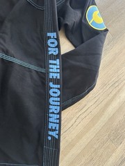 Gold BJJ Aeroweave Ultralight Gi A1 Black w/ Blue Stitching Complete BJJ Suit
