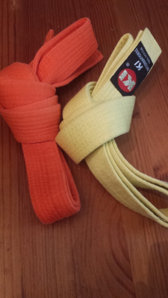 KI International Karate Belts Yellow and Orange Used 84″ Size 1-2 Kids