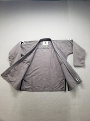 Gold BJJ Aeroweave Men Kimono Top Gray Long Sleeve Open Front 100% Cotton Active