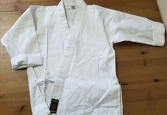 Karate Judo White Uniform Set Jacket and Pants Size 1 Extra Yellow Belt NEW
