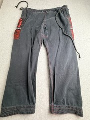 Hayabusa Mens Goorudo BJJ Martial Arts Gi Pants A4 Gray Red Training