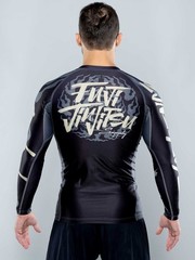 Fuji Yakedo Flex Lite Mens MMA BJJ Jiu Jitsu LongSleeve LS Rashguard – Black