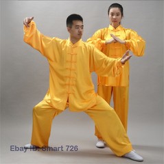 Chinese Women Men Kung Fu Uniform Martial Arts Wushu Taiji Suit Milk Silk