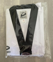 Dynamics TaeKwonDo 2 Piece Training Uniform White Black Kids Size 1/150 NEW
