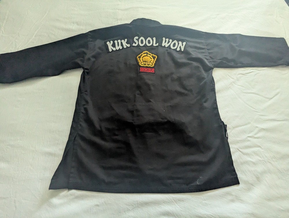 Martial Arts Robe Uniform WKSA Kuk Sool Won Korean Black Poly Cotton Size 4