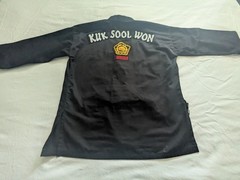 Martial Arts Robe Uniform WKSA Kuk Sool Won Korean Black Poly Cotton Size 4