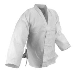 Size 9 New Karate 7.5oz White Gi Uniform w/White Belt, Cotton/Poly blend