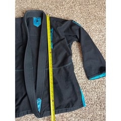 Sanabul Blu Neo Kids BJJ Gi Kimono Top Black Turquoise Blue Size K4