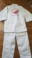 Karate Judo White Uniform Set Jacket and Pants Size 1 Extra Yellow Belt NEW