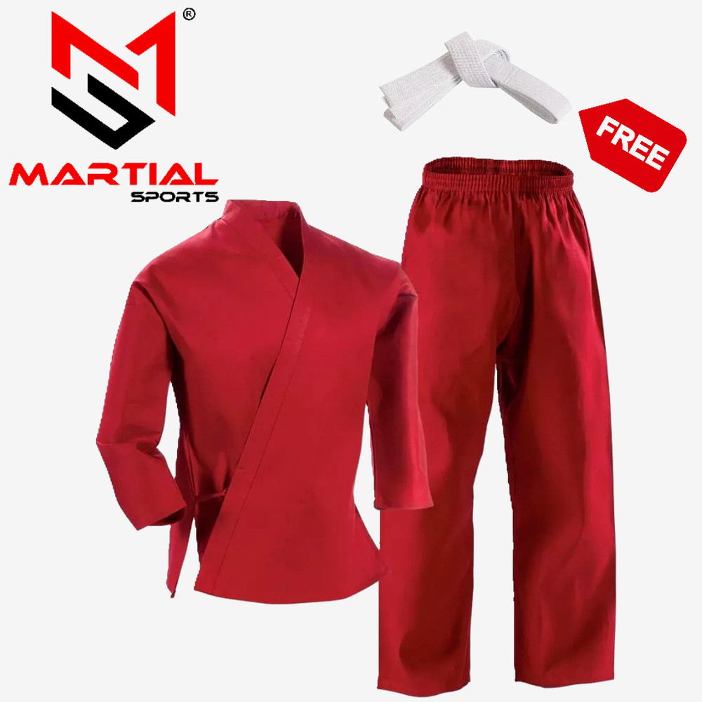 Martial Sports Lightweight Karate/Taekwondo Gi – Red – Free Belt – Free Shipping