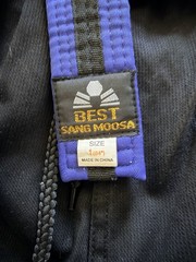 BEST Sang Moosa Taekwondo Uniform Dobok Set Black Size 1 (150 cm) Blue Belt