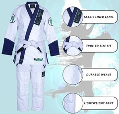 Worios Competition | Limited Edition BJJ Gi White/Navy Blue Kimono Adults