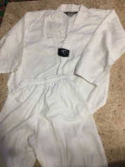 Child’s Sz 0 Martial Arts Group Kid Taekwondo White Outfit Gi Uniform Top Pants