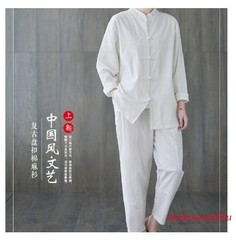 New Women’s Tai Chi Yoga Outfits Set Top+pants Martial Arts Kung Fu Linen Suit