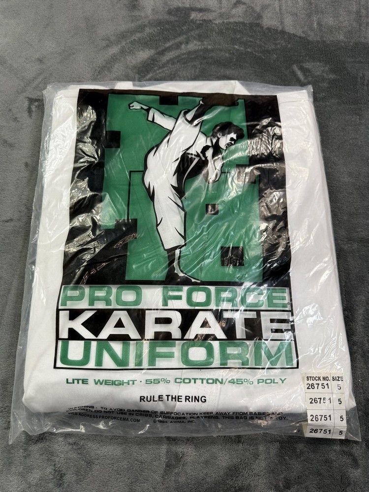 ProForce Karate Uniform Gi Men Size 5 White Lite 55% Cotton Poly Martial Arts