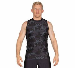 Fuji Combat Camo Sleeveless Sleeve Less MMA BJJ Jiu Jitsu Rashguard – Black
