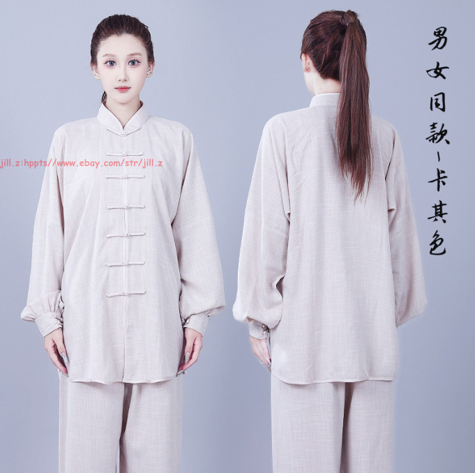 Unisex Kung Fu Tai Chi Suit Cotton Linen Shirt+Pants Wushu Martial art Uniforms