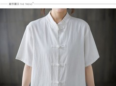 Women’s Retro Linen Shirts Pants Tai Chi Sets Blouse Martial Arts Kung Fu Suits
