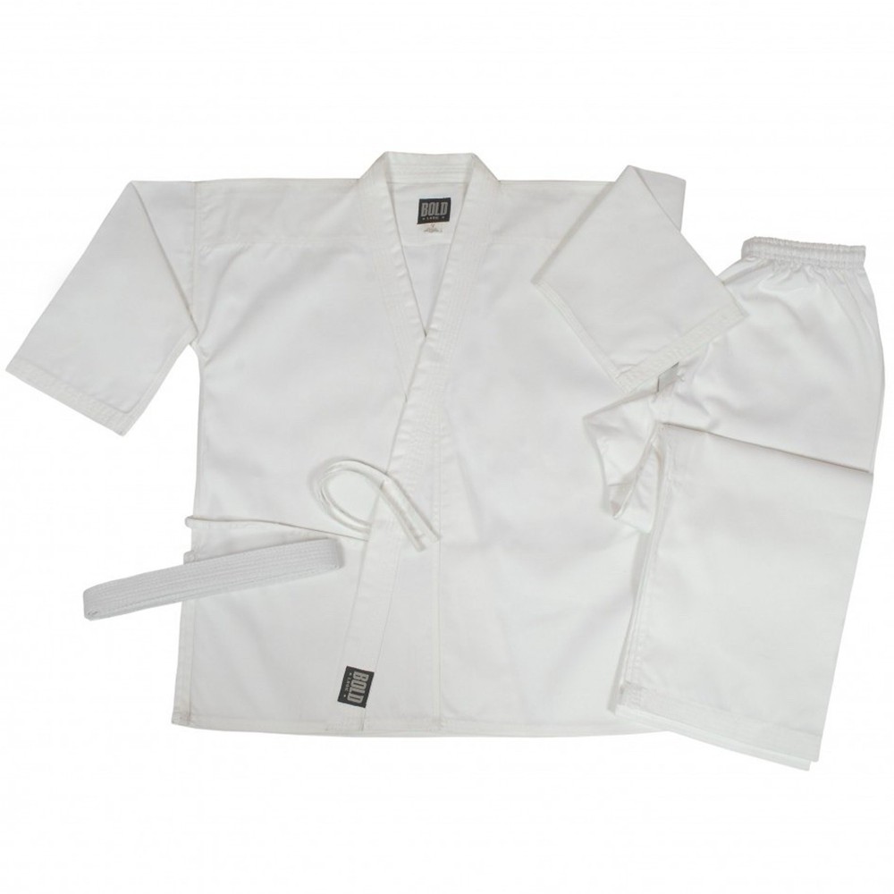 NWT Bold Look Karate Gi 7.5OZ MIDDLEWEIGHT TRADITIONAL SETS Size 00 White New