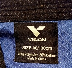 TaeKwonDo Blue Jacket Top, Kids Size 00/130cm, by Vision, V-neck Pullover LXV