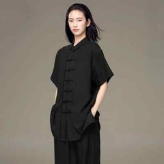 Short Sleeve Kung Fu Shirts Vintage Sport Tops Martial Arts Tai chi Uniform