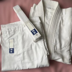 Mukyu Judo Uniform Set (Top And Bottom) With White Belt, 3-Piece Set, Size 2,
