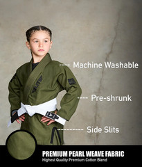 Elite Gi & Gear Core Green Brazilian Jiu Jitsu Kids BJJ Gi Embrace the Pain