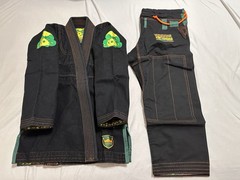 Inverted Gear Gold Weave Mardi Gras Black Brazilian Jiu-Jitsu Gi Size A00