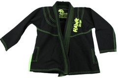 Hawk Brazilian Jiu Jitsu Gi Kids K00 Martial Arts Jacket Black Green Accents