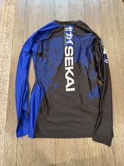 FUJI Sports Sekai 2.0 Blue Ranked Long Sleeve Rash Guard BJJ Large