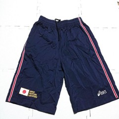 ASICS Japan Wrestling Federation Team Shorts Navy Size O ( XL ) Training Pants