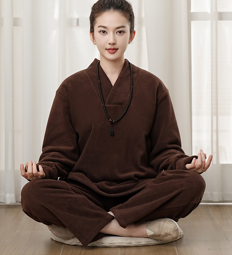 Fall Winter Unisex Meditation Monk Thicken uniform Warm Lay Zen flannel Outfits