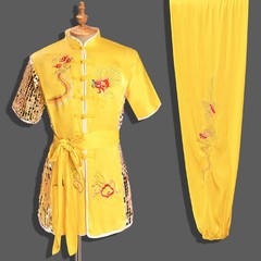 Quality Silk Chinese Kung Fu Taichi Uniform Wushu Suit Clothes Dragon Embroidery
