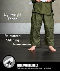 Elite Gi & Gear Core Green Brazilian Jiu Jitsu Kids BJJ Gi Embrace the Pain