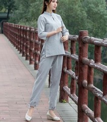 Women Chinese Martial Arts Kung Fu Suit Wushu Tai Chi Yoga Set Uniform Pant&Top
